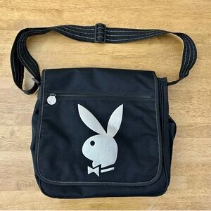 PLAYBOY Black and Silver Messenger Bag